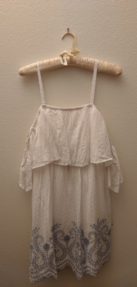 Off the shoulder white eyelet dress